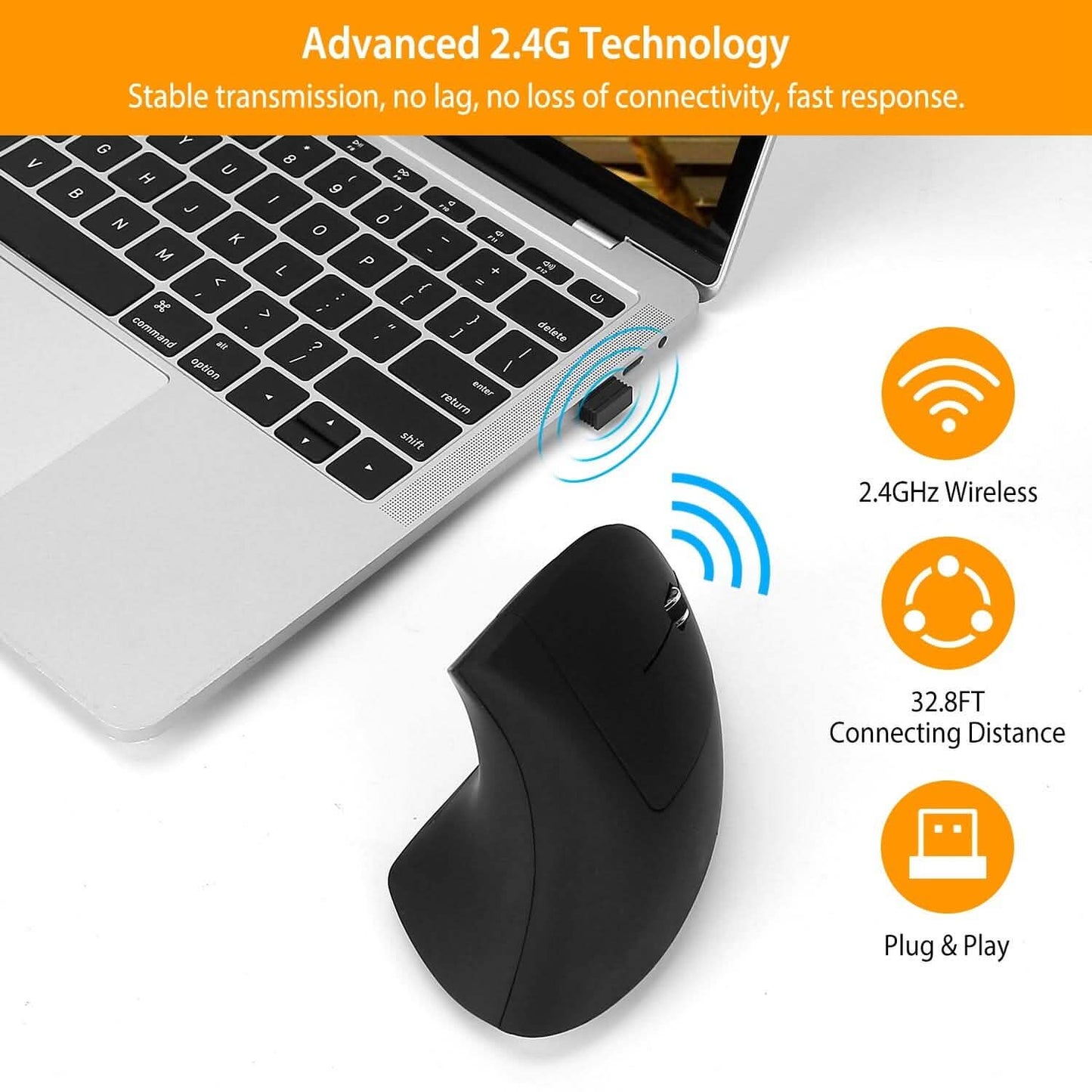 2.4G kabellose vertikale Maus Ergonomische optische Maus
