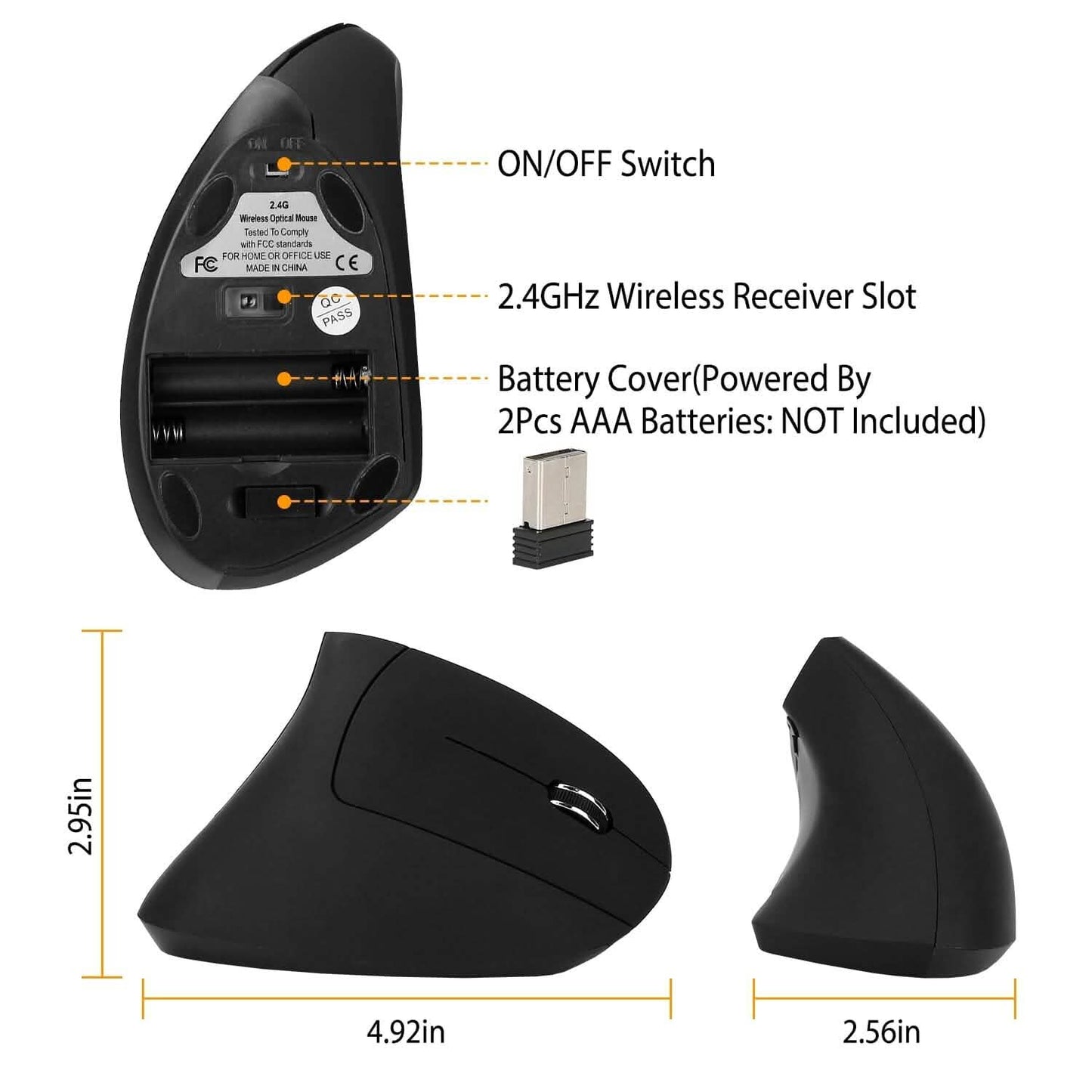 2.4G Kabellose Vertikale Maus Ergonomische Optische Mäuse
