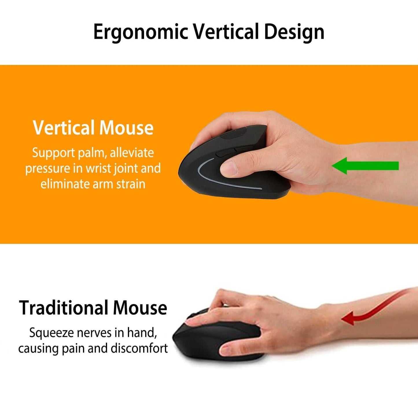 2.4G kabellose vertikale Maus Ergonomische optische Maus