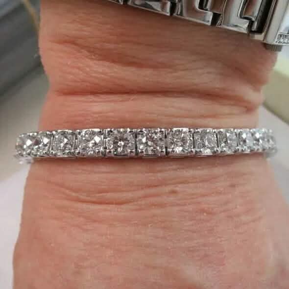 25 Karat rundes Diamant Tennisarmband 14K Gold Laborgezüchtet IGI Zertifikat D-F VS