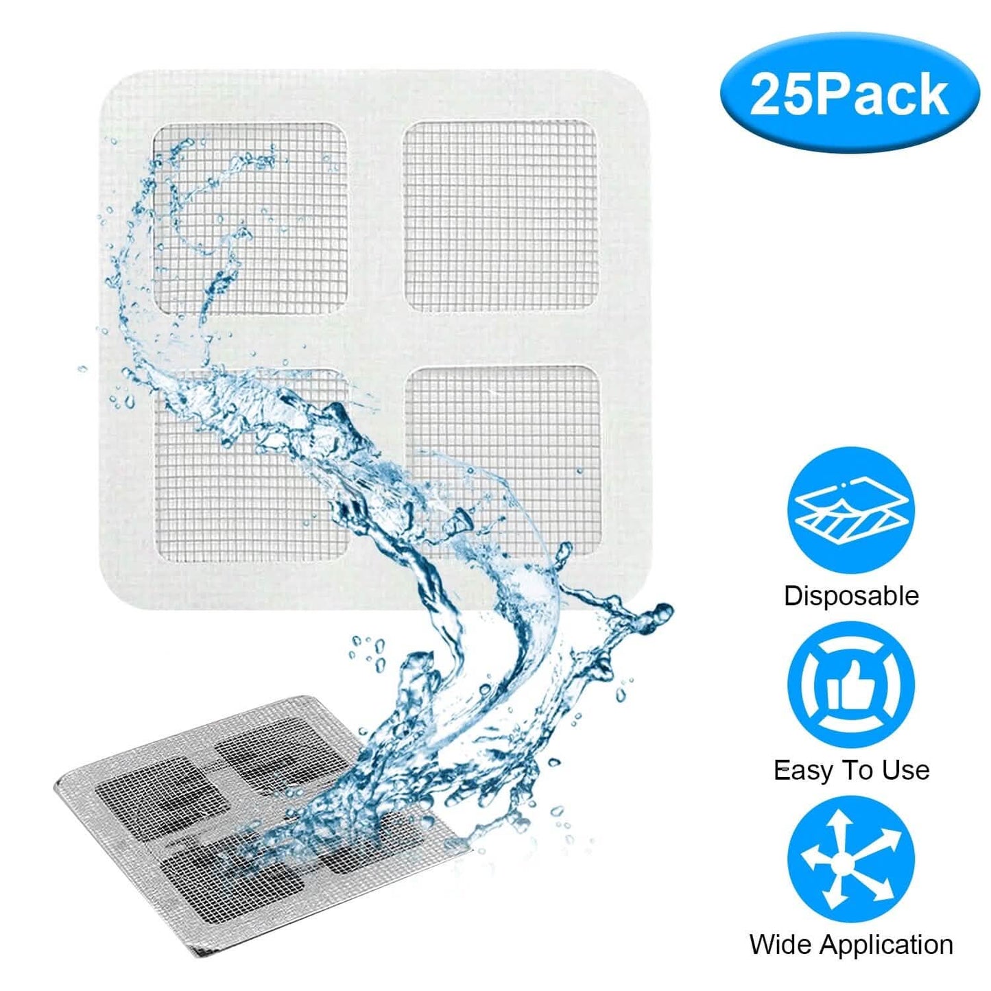 25er-Pack: 10 x 10 cm Einweg-Bodenablauf-Haarfänger-Aufkleber