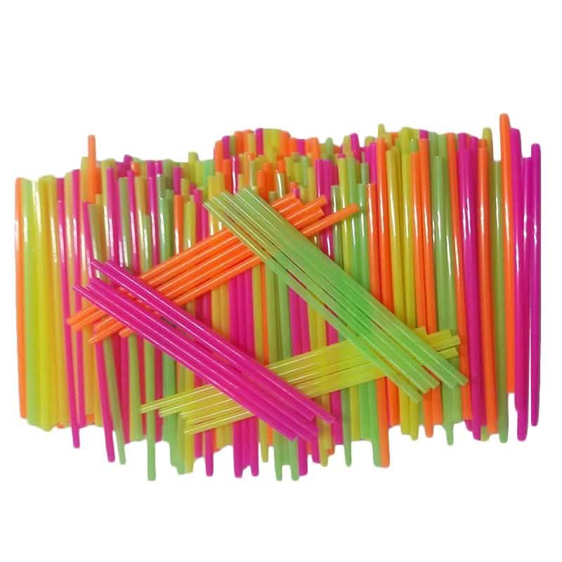 250 Stück: Wow Plastic Neon Einweg-Trinkhalme aus Kunststoff