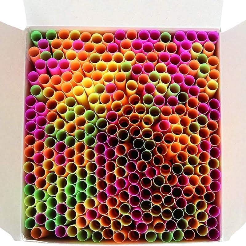 250 Stück: Wow Plastic Neon Einweg-Trinkhalme aus Kunststoff