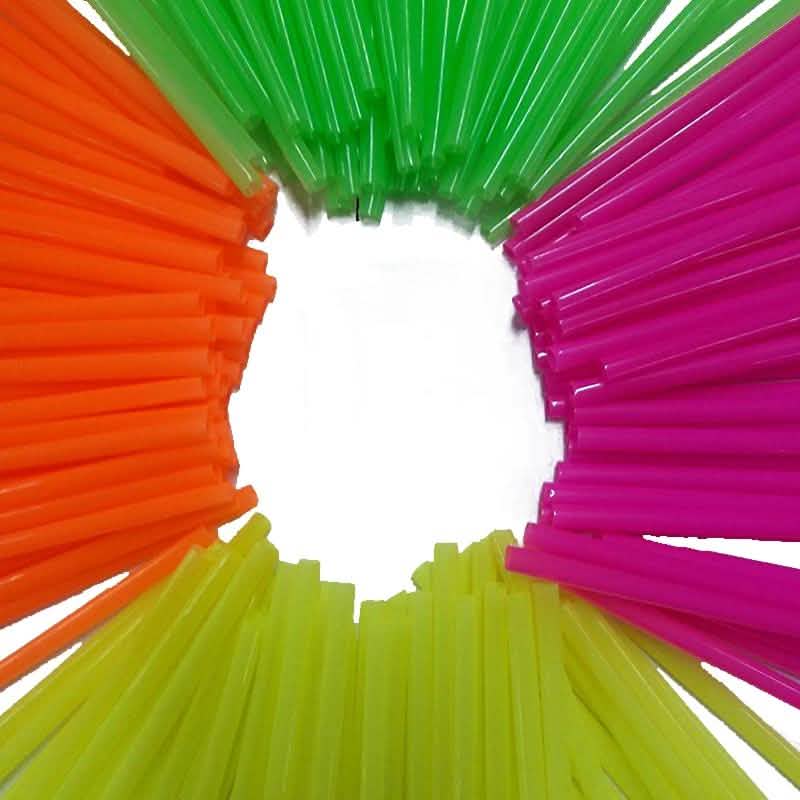 250 Stück: Wow Plastic Neon Einweg-Trinkhalme aus Kunststoff