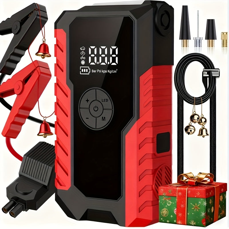 Tragbarer 12V Auto Starthilfe, Batterieladegerät, Luftpumpe (LED-Anzeige)