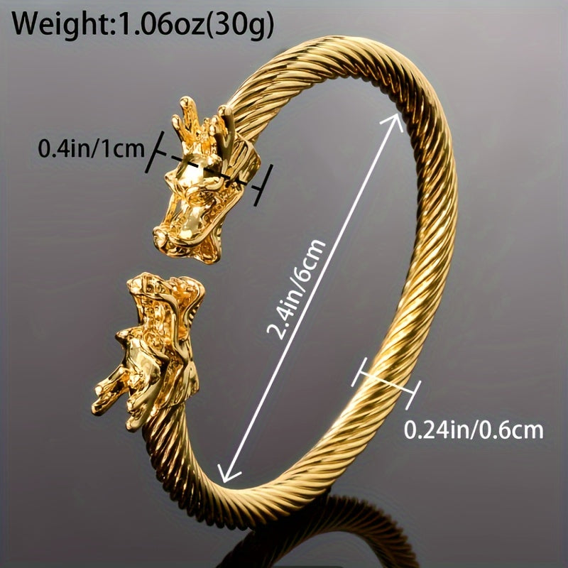 Doppeldrachen-Kupferarmband – Rock & Hip-Hop Style, Unisex