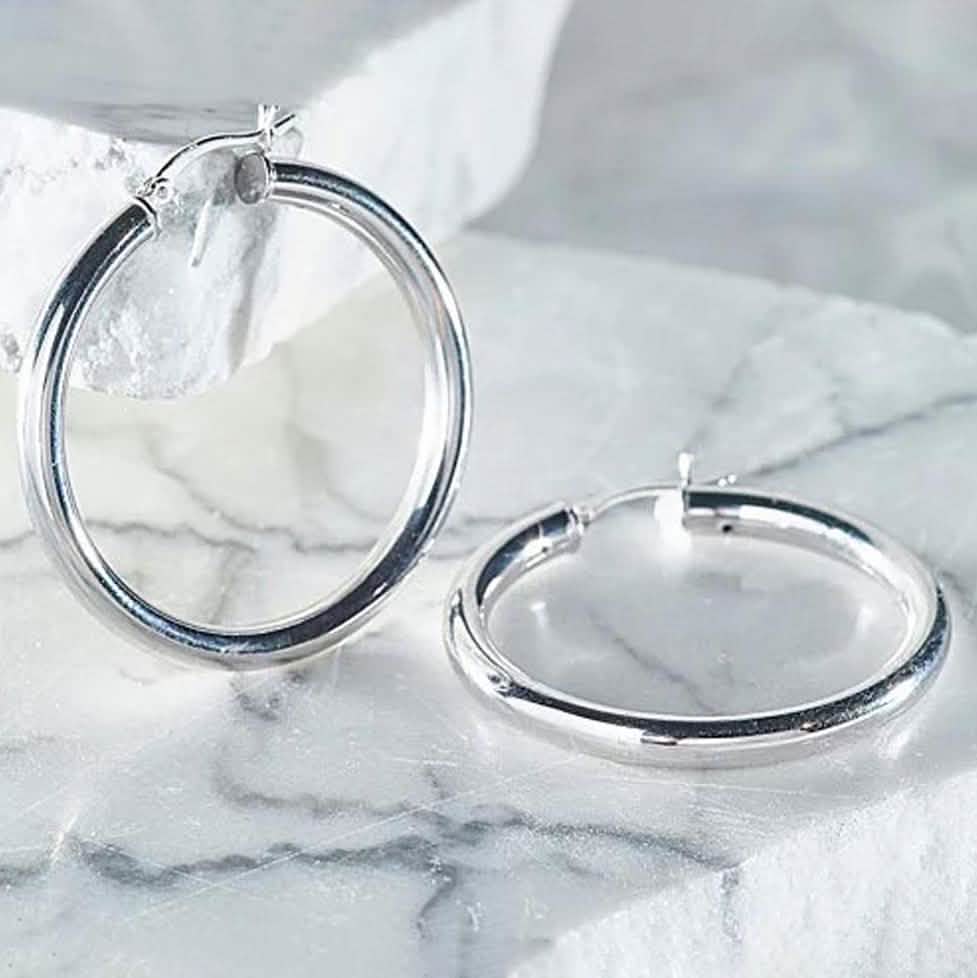 25mm massive Sterling Silber klassische Creolen mit französischem Verschluss