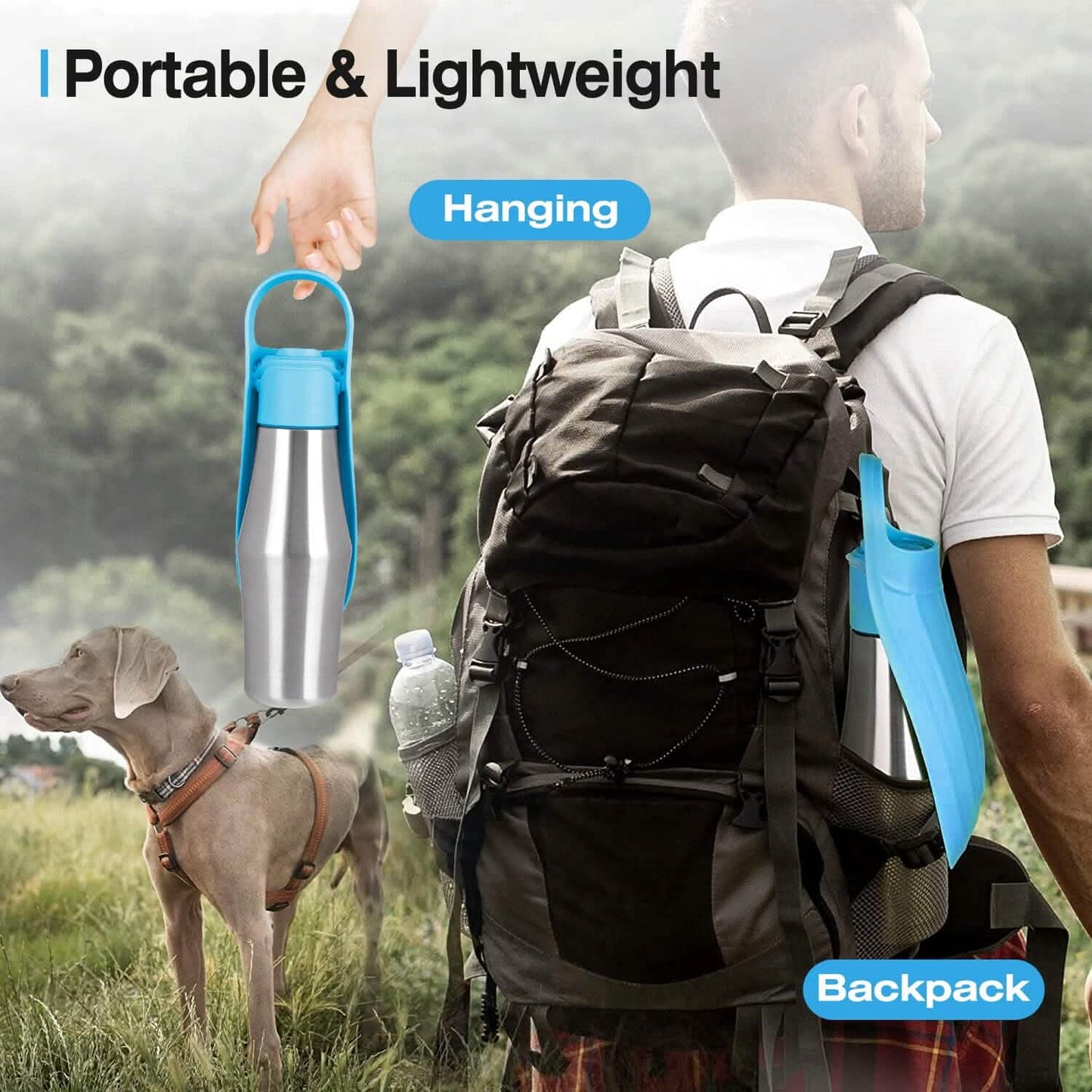 25oz Tragbarer Hunde-Wasserspender aus Edelstahl, auslaufsicheres Design