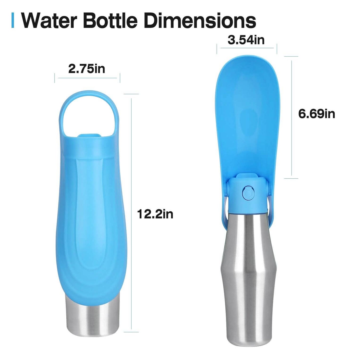 25oz Tragbarer Hunde-Wasserspender aus Edelstahl, auslaufsicheres Design
