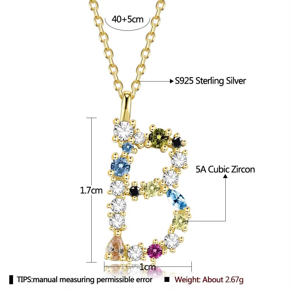 26 Alphabet Halsketten Opal Zirkonia 925 Sterling Silber Halskette