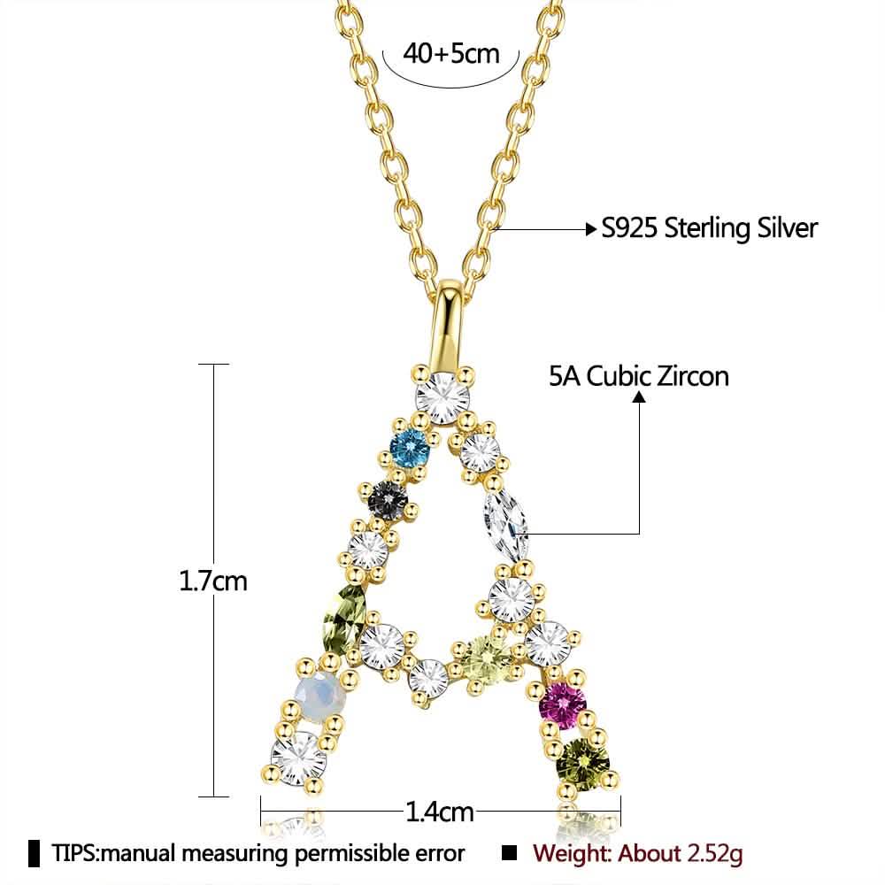 26 Alphabet Halsketten Opal Zirkonia 925 Sterling Silber Halskette