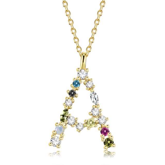26 Alphabet Halsketten Opal Zirkonia 925 Sterling Silber Halskette