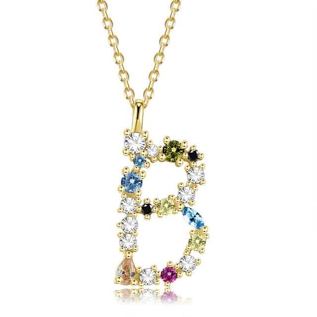 26 Alphabet Halsketten Opal Zirkonia 925 Sterling Silber Halskette