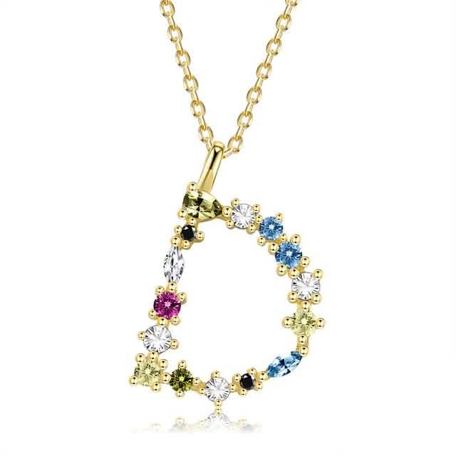 26 Alphabet Halsketten Opal Zirkonia 925 Sterling Silber Halskette