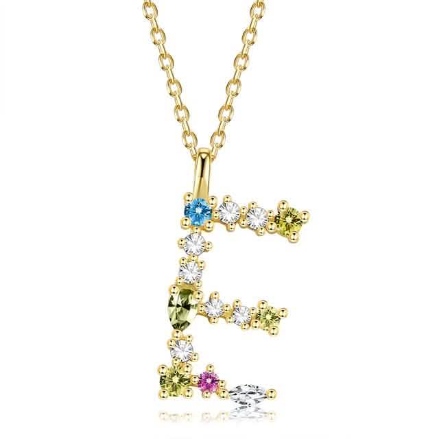 26 Alphabet Halsketten Opal Zirkonia 925 Sterling Silber Halskette
