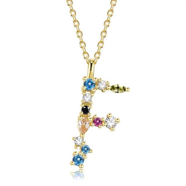 26 Alphabet Halsketten Opal Zirkonia 925 Sterling Silber Halskette