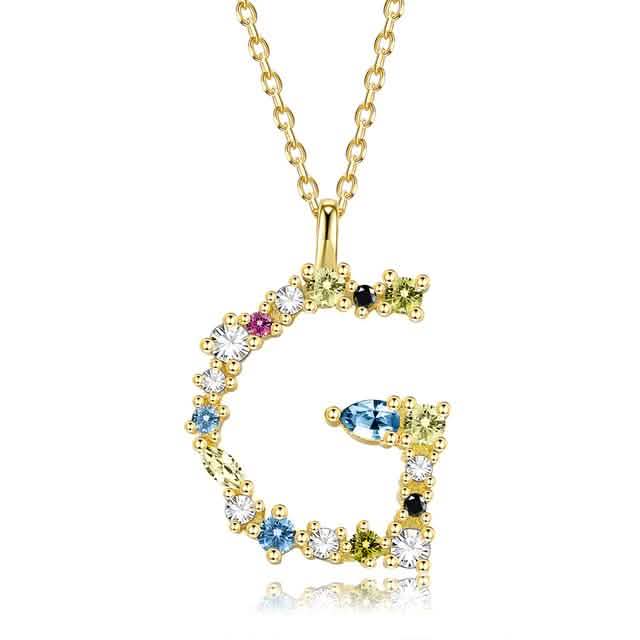 26 Alphabet Halsketten Opal Zirkonia 925 Sterling Silber Halskette