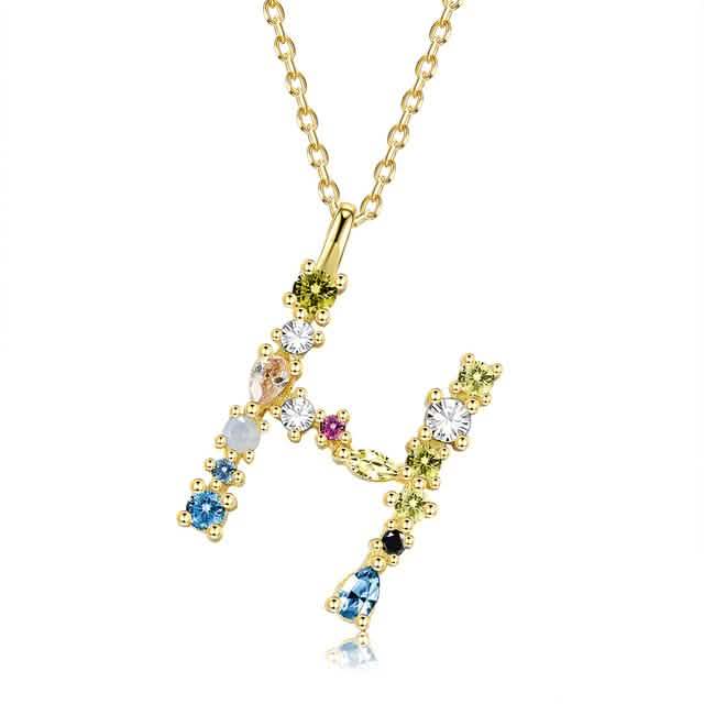 26 Alphabet Halsketten Opal Zirkonia 925 Sterling Silber Halskette