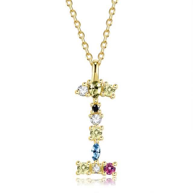 26 Alphabet Halsketten Opal Zirkonia 925 Sterling Silber Halskette