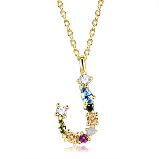 26 Alphabet Halsketten Opal Zirkonia 925 Sterling Silber Halskette
