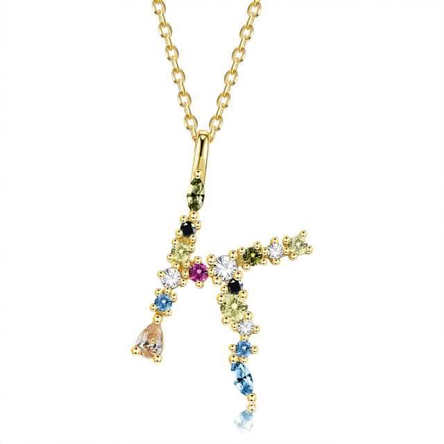26 Alphabet Halsketten Opal Zirkonia 925 Sterling Silber Halskette