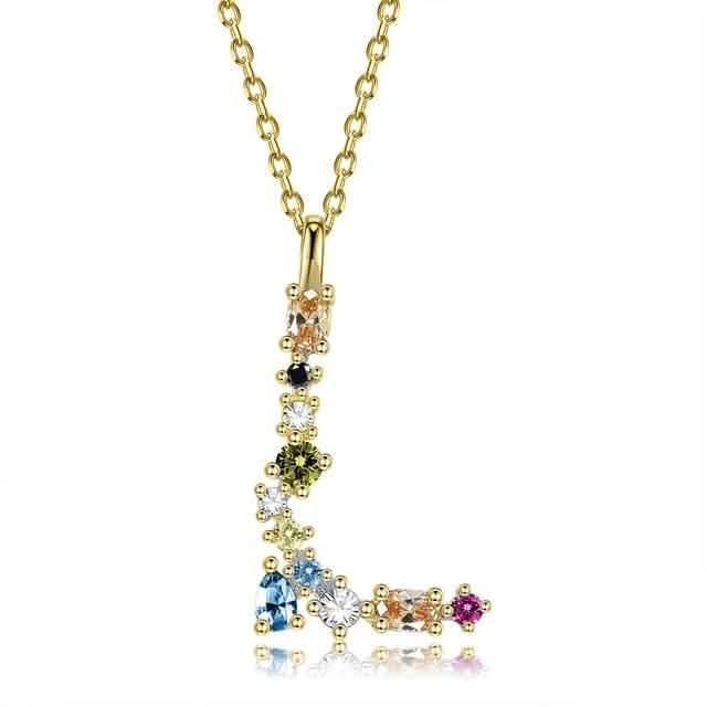 26 Alphabet Halsketten Opal Zirkonia 925 Sterling Silber Halskette