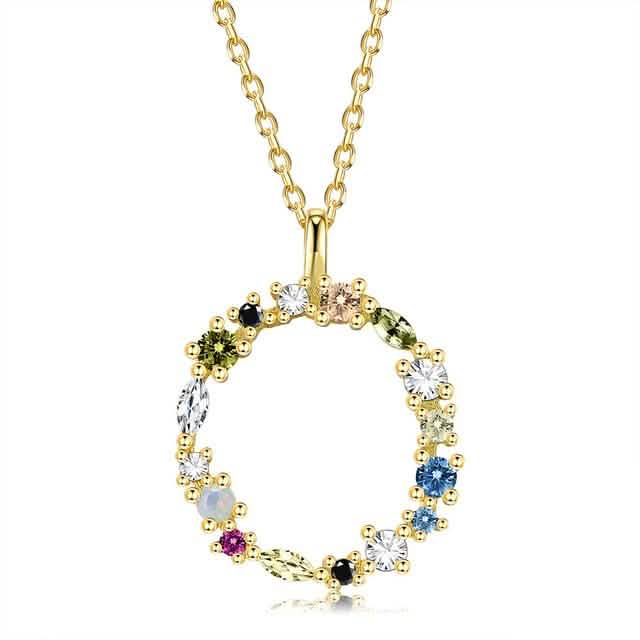 26 Alphabet Halsketten Opal Zirkonia 925 Sterling Silber Halskette