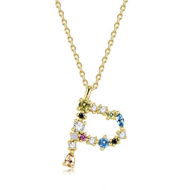 26 Alphabet Halsketten Opal Zirkonia 925 Sterling Silber Halskette