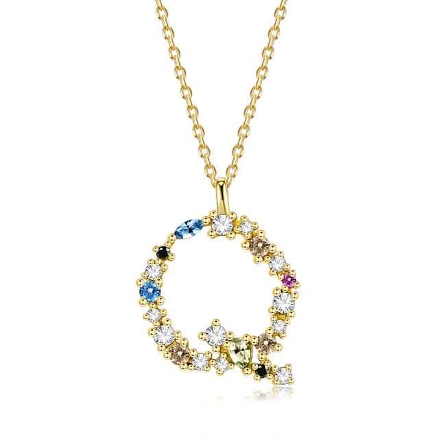 26 Alphabet Halsketten Opal Zirkonia 925 Sterling Silber Halskette
