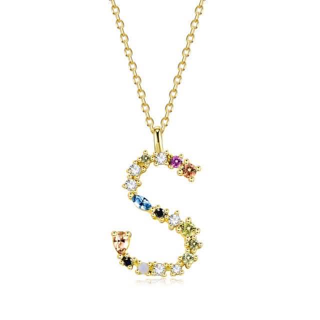 26 Alphabet Halsketten Opal Zirkonia 925 Sterling Silber Halskette