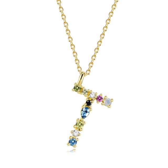 26 Alphabet Halsketten Opal Zirkonia 925 Sterling Silber Halskette