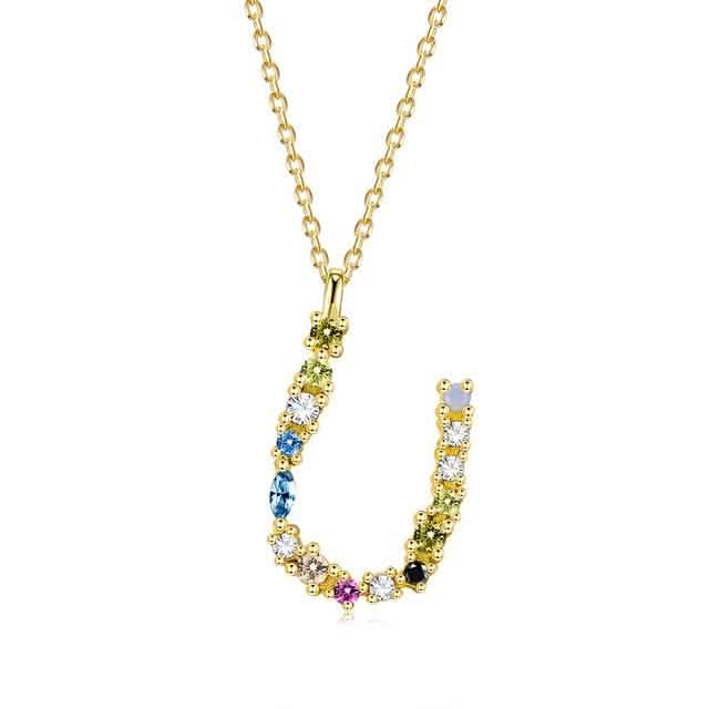 26 Alphabet Halsketten Opal Zirkonia 925 Sterling Silber Halskette