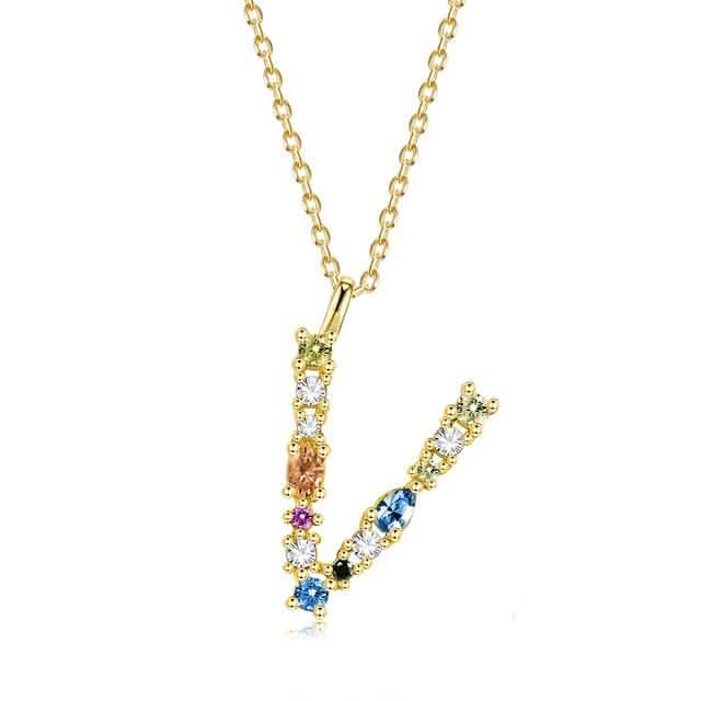 26 Alphabet Halsketten Opal Zirkonia 925 Sterling Silber Halskette