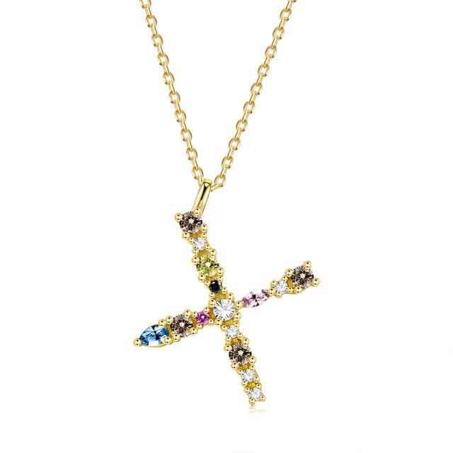 26 Alphabet Halsketten Opal Zirkonia 925 Sterling Silber Halskette