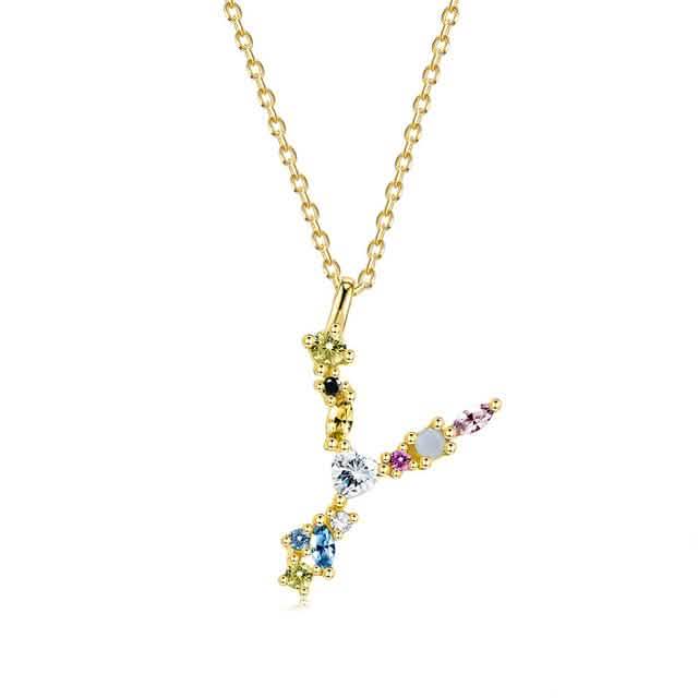 26 Alphabet Halsketten Opal Zirkonia 925 Sterling Silber Halskette