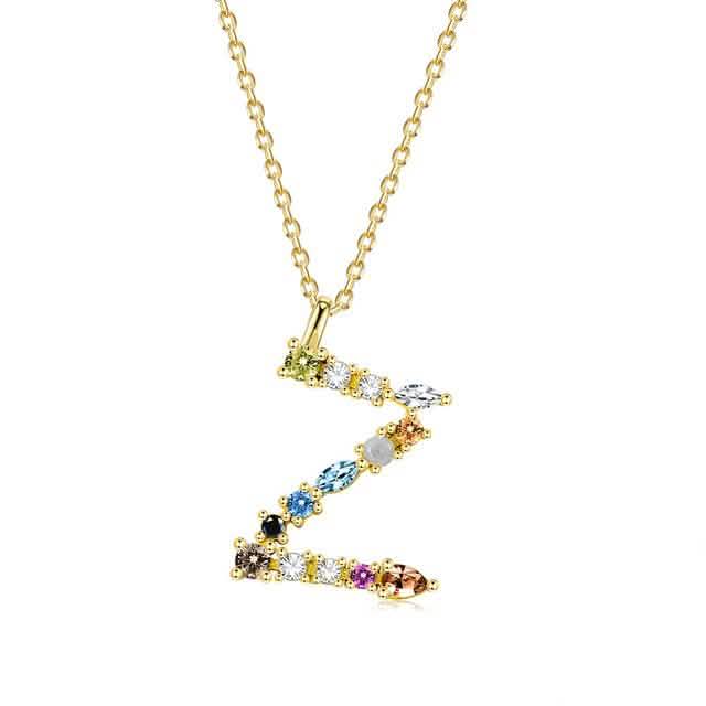 26 Alphabet Halsketten Opal Zirkonia 925 Sterling Silber Halskette