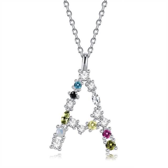 26 Alphabet Halsketten Opal Zirkonia 925 Sterling Silber Halskette