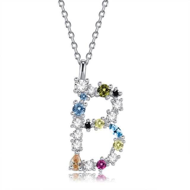 26 Alphabet Halsketten Opal Zirkonia 925 Sterling Silber Halskette