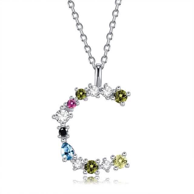 26 Alphabet Halsketten Opal Zirkonia 925 Sterling Silber Halskette
