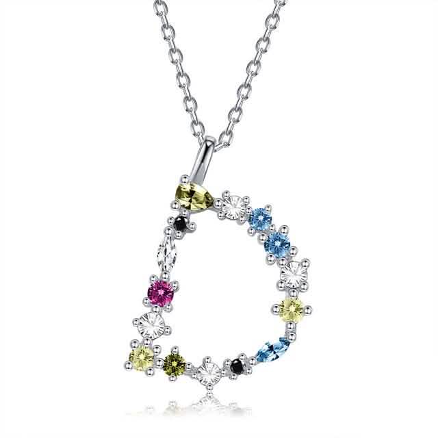 26 Alphabet Halsketten Opal Zirkonia 925 Sterling Silber Halskette