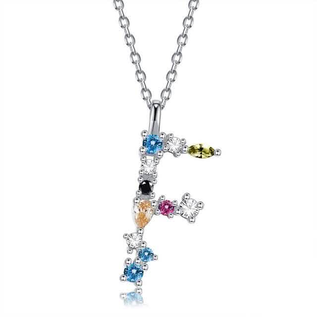 26 Alphabet Halsketten Opal Zirkonia 925 Sterling Silber Halskette