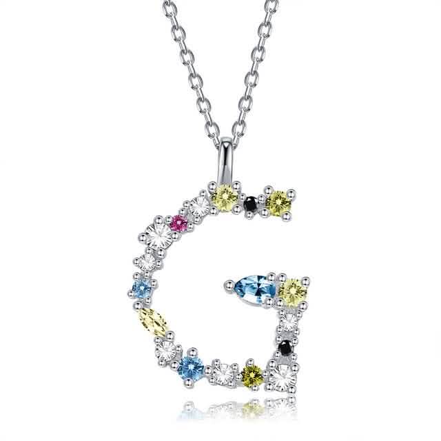 26 Alphabet Halsketten Opal Zirkonia 925 Sterling Silber Halskette
