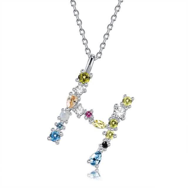 26 Alphabet Halsketten Opal Zirkonia 925 Sterling Silber Halskette