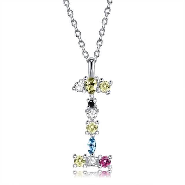 26 Alphabet Halsketten Opal Zirkonia 925 Sterling Silber Halskette