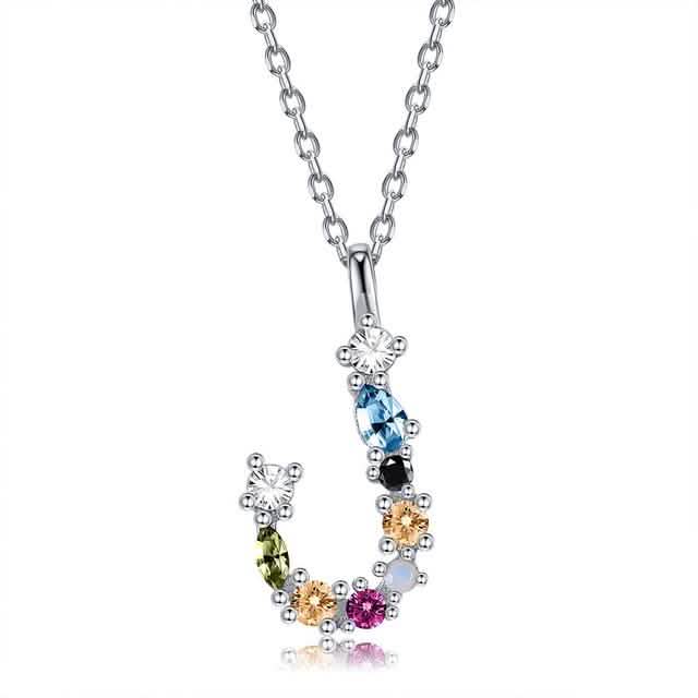 26 Alphabet Halsketten Opal Zirkonia 925 Sterling Silber Halskette