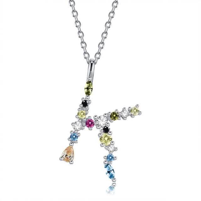 26 Alphabet Halsketten Opal Zirkonia 925 Sterling Silber Halskette
