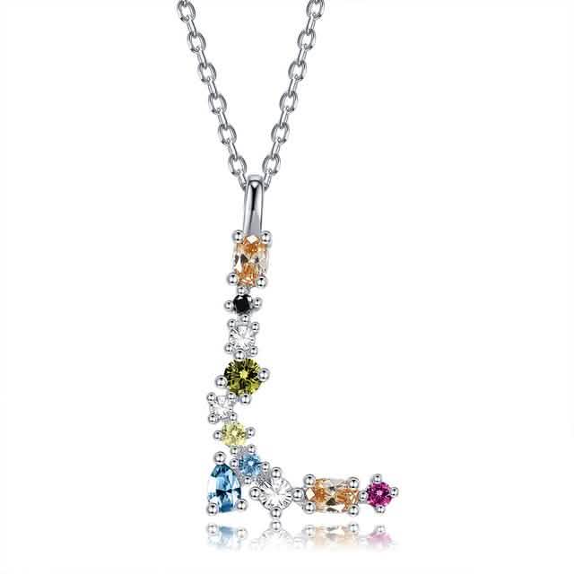 26 Alphabet Halsketten Opal Zirkonia 925 Sterling Silber Halskette