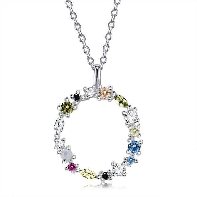26 Alphabet Halsketten Opal Zirkonia 925 Sterling Silber Halskette