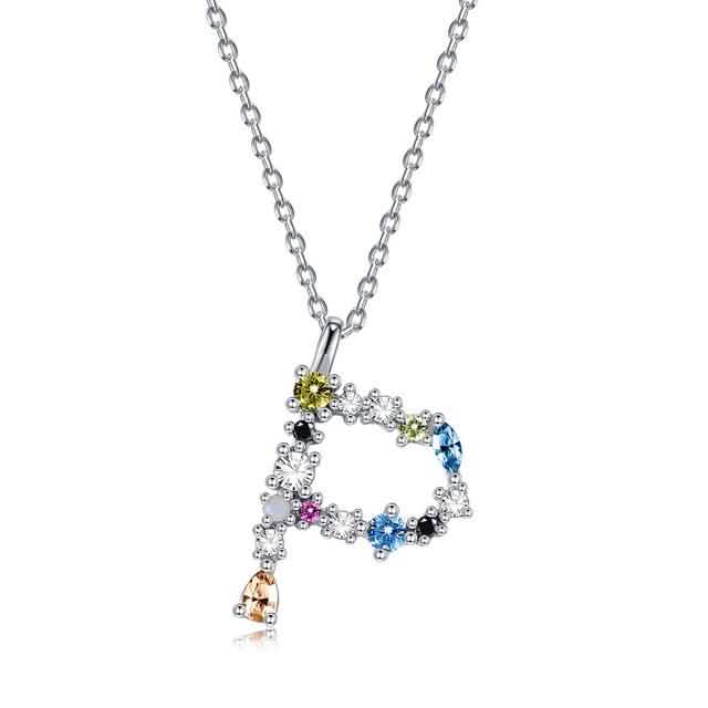 26 Alphabet Halsketten Opal Zirkonia 925 Sterling Silber Halskette