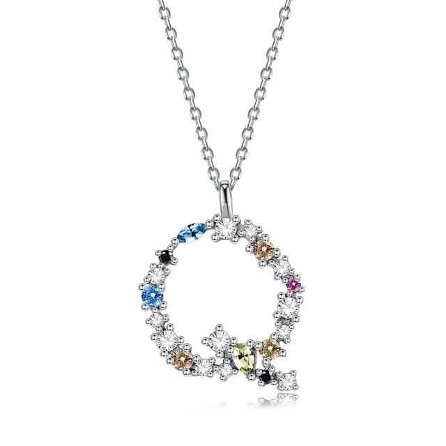 26 Alphabet Halsketten Opal Zirkonia 925 Sterling Silber Halskette